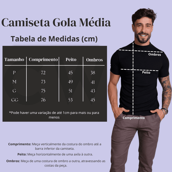 Camiseta Slim Gola Média Branca