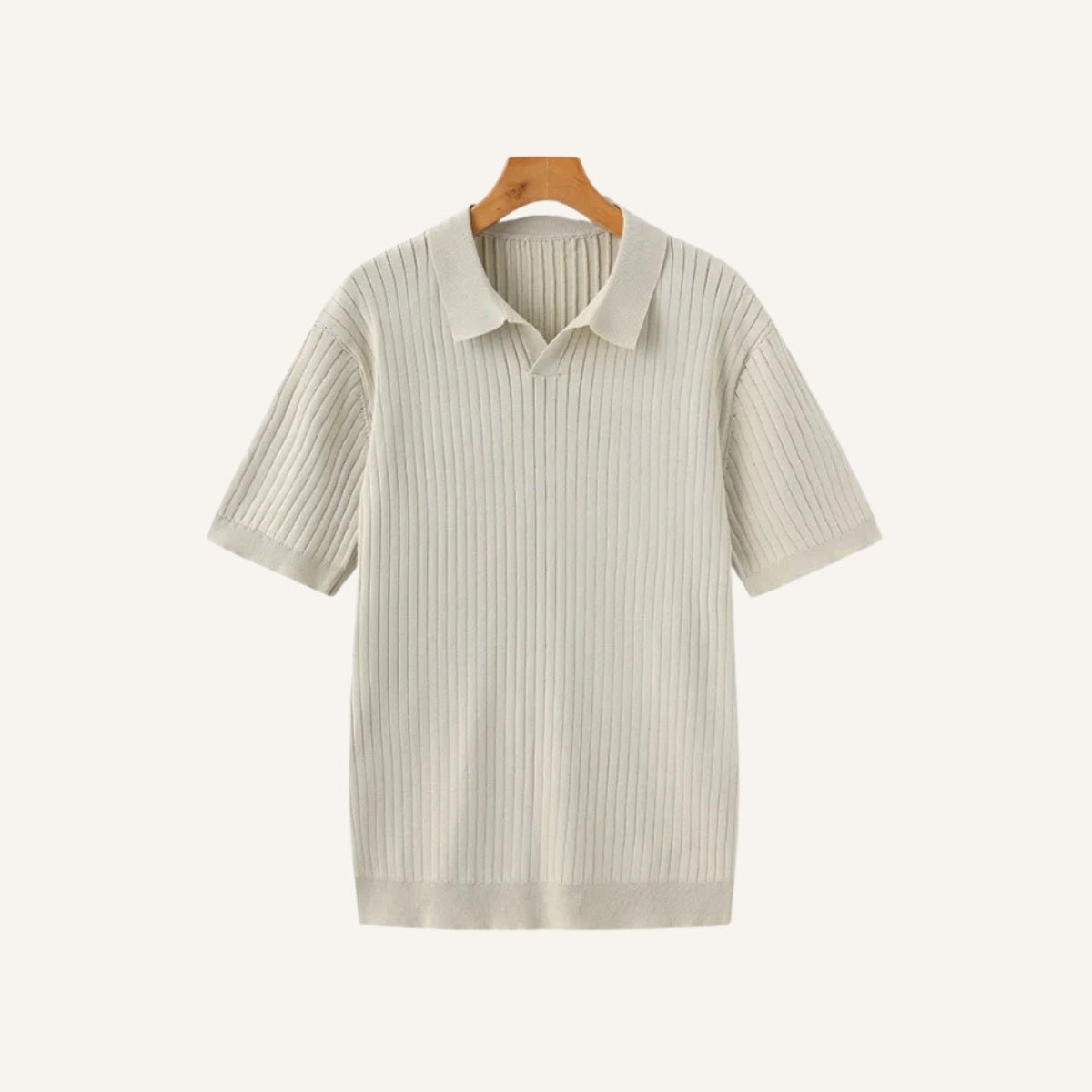 Camisa polo masculina canelada bege modelo sollome, estilo premium moderno e elegante