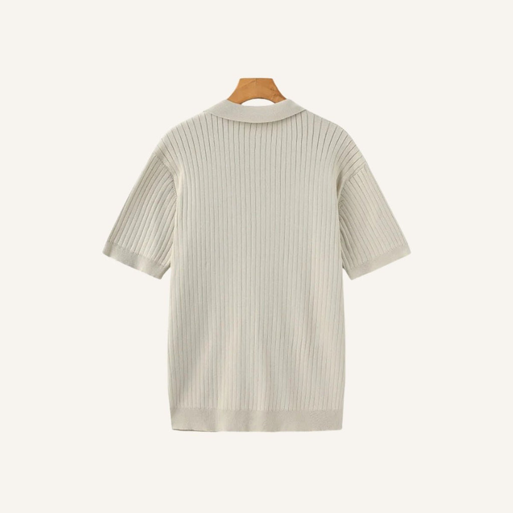 Camisa polo masculina bege canelada sollome em tecido premium, estilo elegante e atual