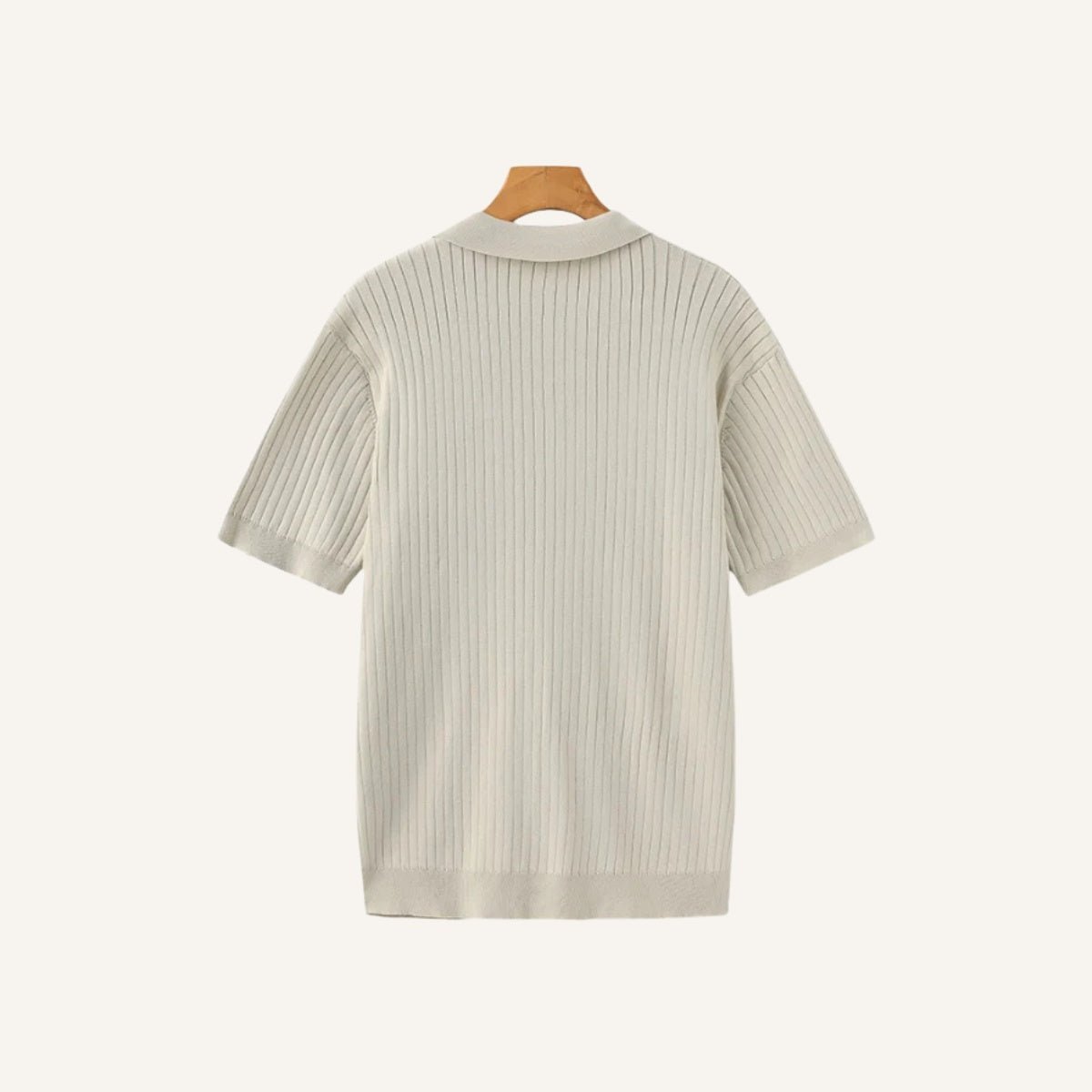 Camisa polo masculina bege canelada sollome em tecido premium, estilo elegante e atual