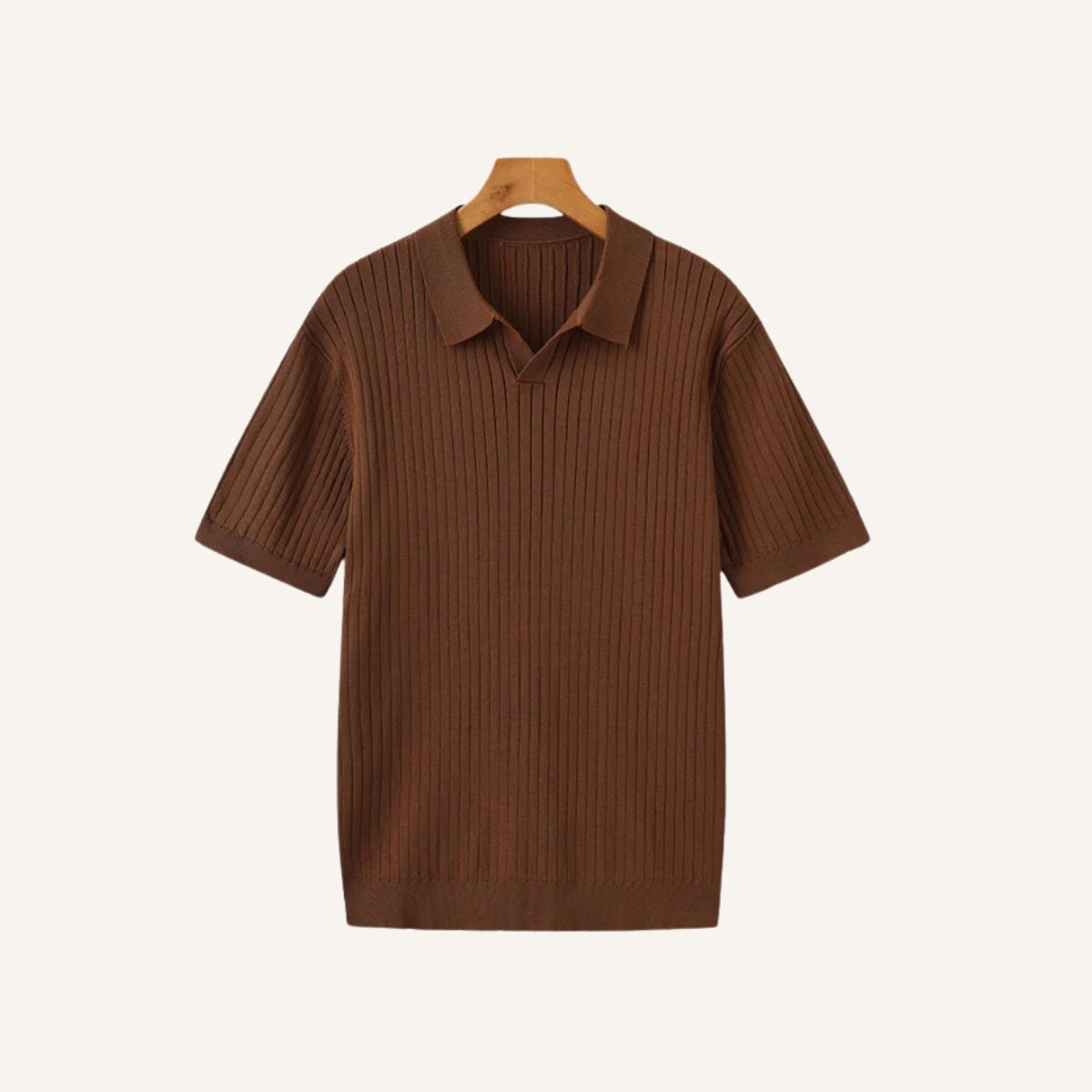 Camisa polo masculina canelada marrom modelo sollome, estilo premium elegante e moderno