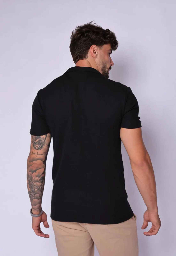 Camisa Polo Italiana Tricot Preta