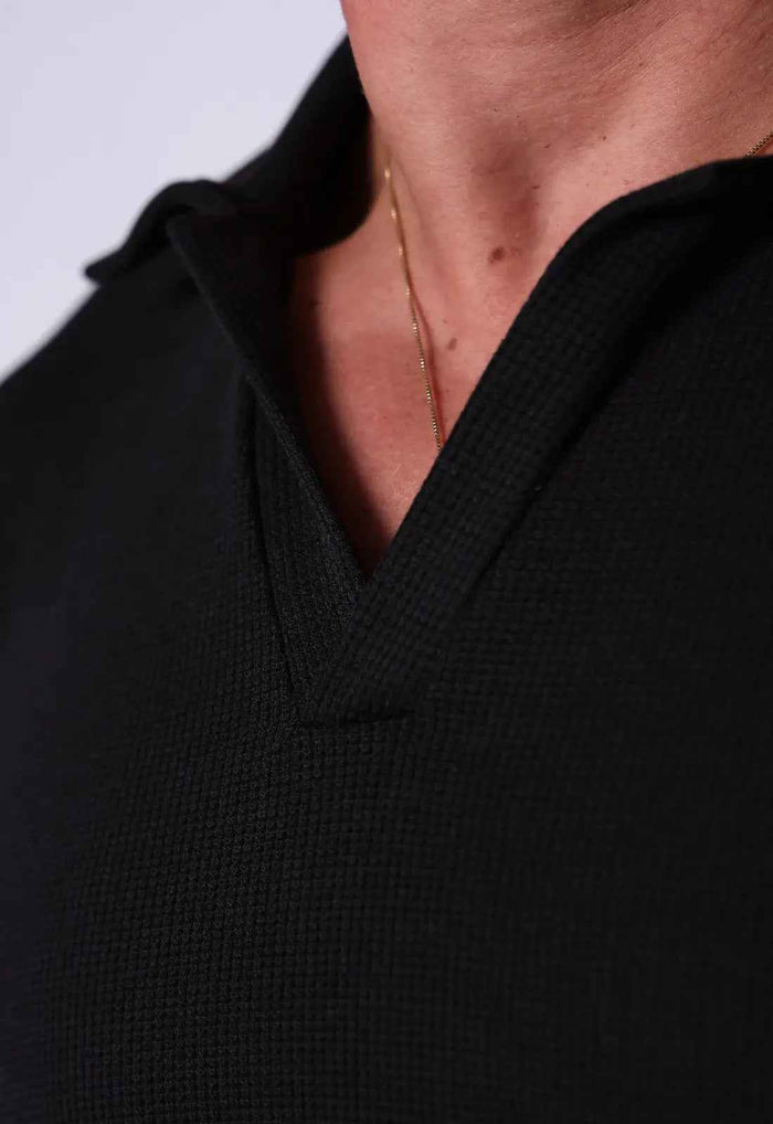 Camisa Polo Italiana Tricot Preta