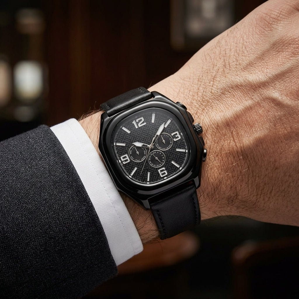 Relógio Alden Masculino Octogonal em Couro