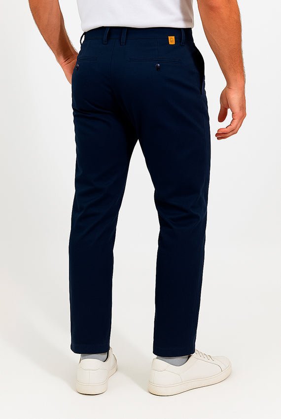 Calca sarja masculina azul marinho algodao egipcio, visual sofisticado moderno e versatil