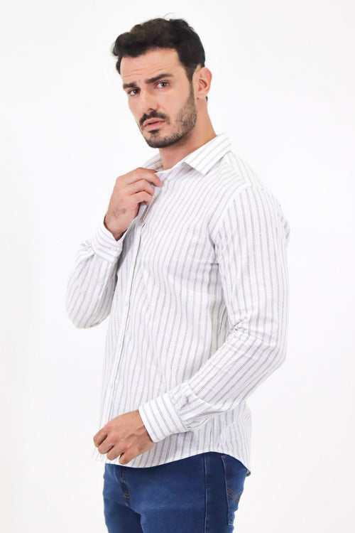 Camisa social masculina branca slim fit manga longa, estilo elegante moderno ideal para ocasioes formais
