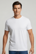 Camiseta básica masculina branca linha Work, confeccionada em algodão de alta resistência com reforço de gola e costuras duplas para máxima durabilidade no dia a dia