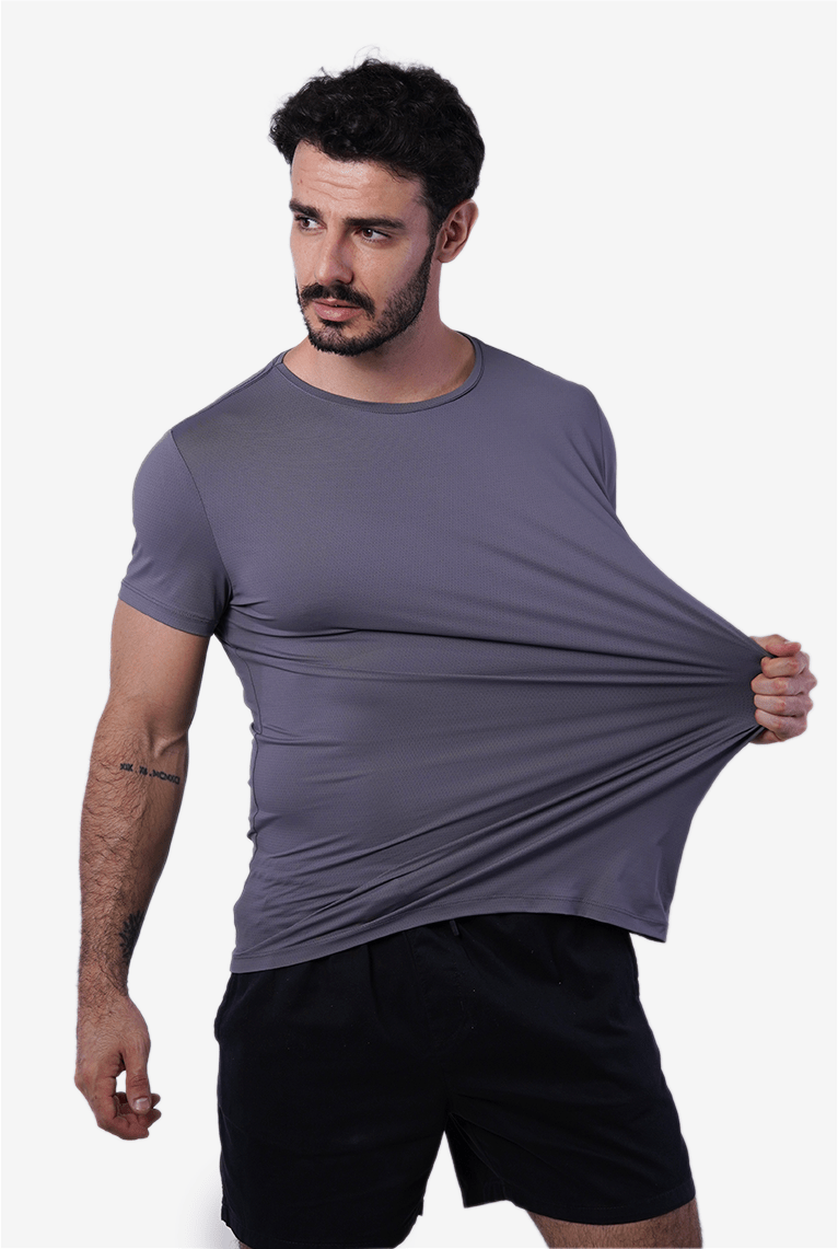 Camiseta fitness chumbo em poliamida dry pro, performance profissional com toque gelado e resistência superior para máxima performance esportiva