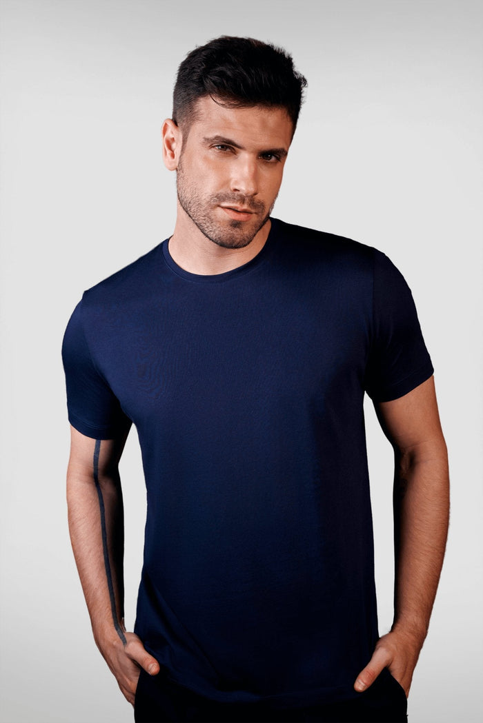 Camiseta Pima Unique Gola Careca Azul Noite Realeza