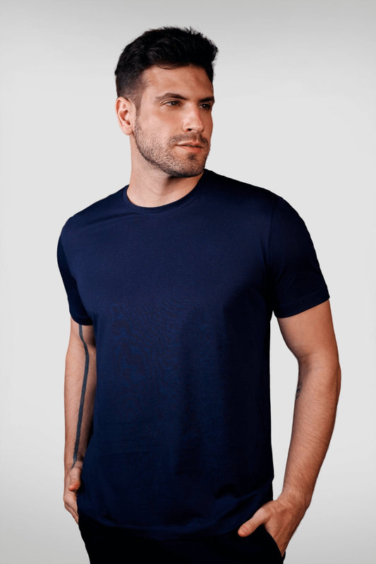 Camiseta Pima Unique Gola Careca Azul Noite Realeza