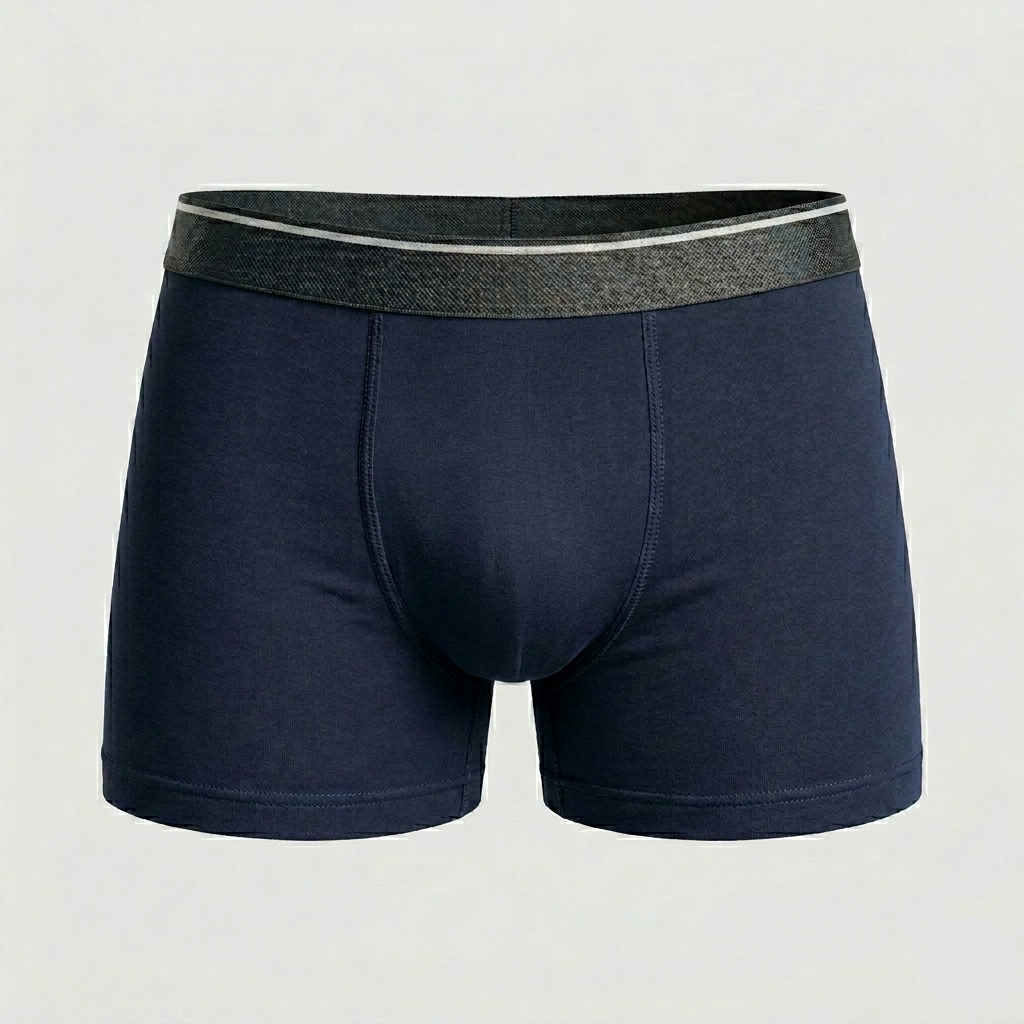 Cueca boxer masculina azul marinho em cotton premium, conforto macio com ajuste perfeito para o dia a dia
