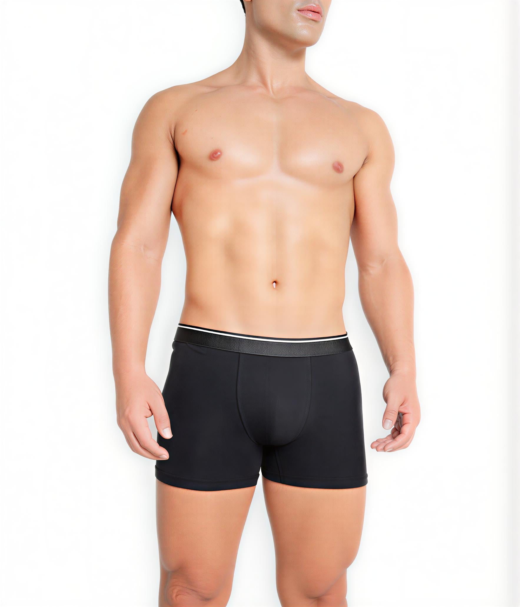 Cueca boxer masculina preta Realeza em microfibra premium, conforto extremo e ajuste perfeito