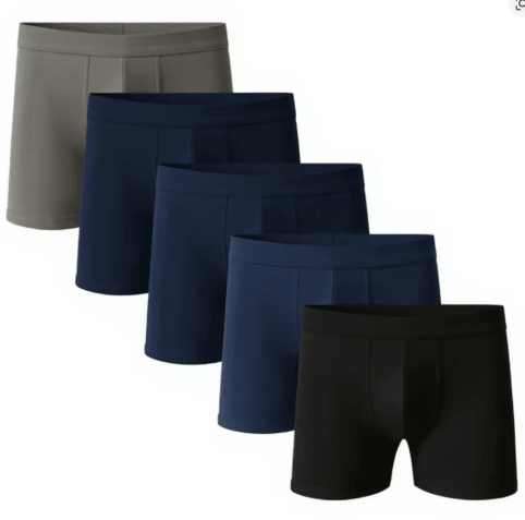 Kit com 5 cuecas boxer masculinas pretas, microfibra premium com conforto duradouro e ajuste perfeito