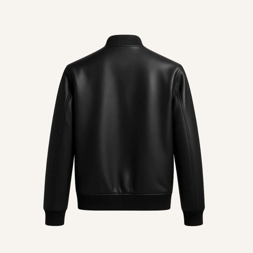 Jaqueta masculina preta Gran Nero em couro, design elegante com toque sofisticado para dias frios