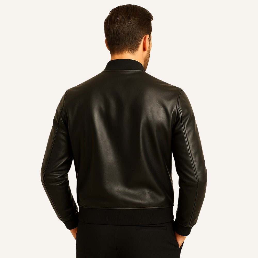 Jaqueta masculina de couro preta Gran Nero, estilo premium com visual marcante e sofisticado