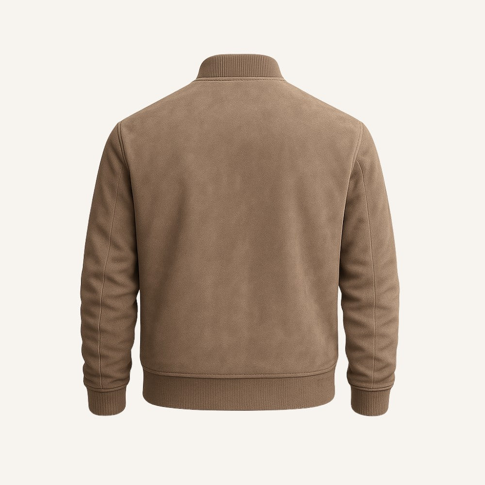 Jaqueta masculina caqui Renoir em suede, estilo old money com design refinado e moderno