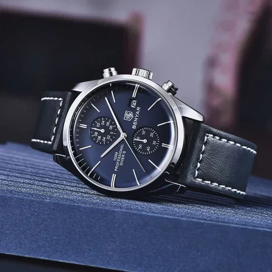 Relogio de couro azul Classic Civano, acessorio masculino sofisticado com estilo premium