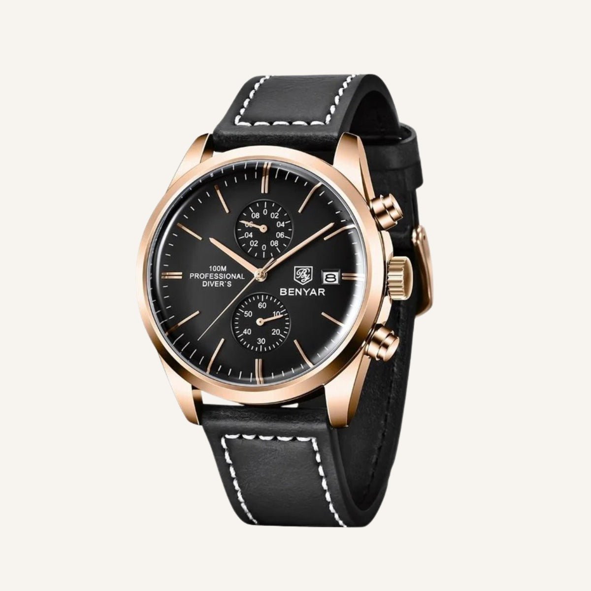 Relogio masculino dourado Classic Civano em couro, design sofisticado com acabamento elegante e estilo premium