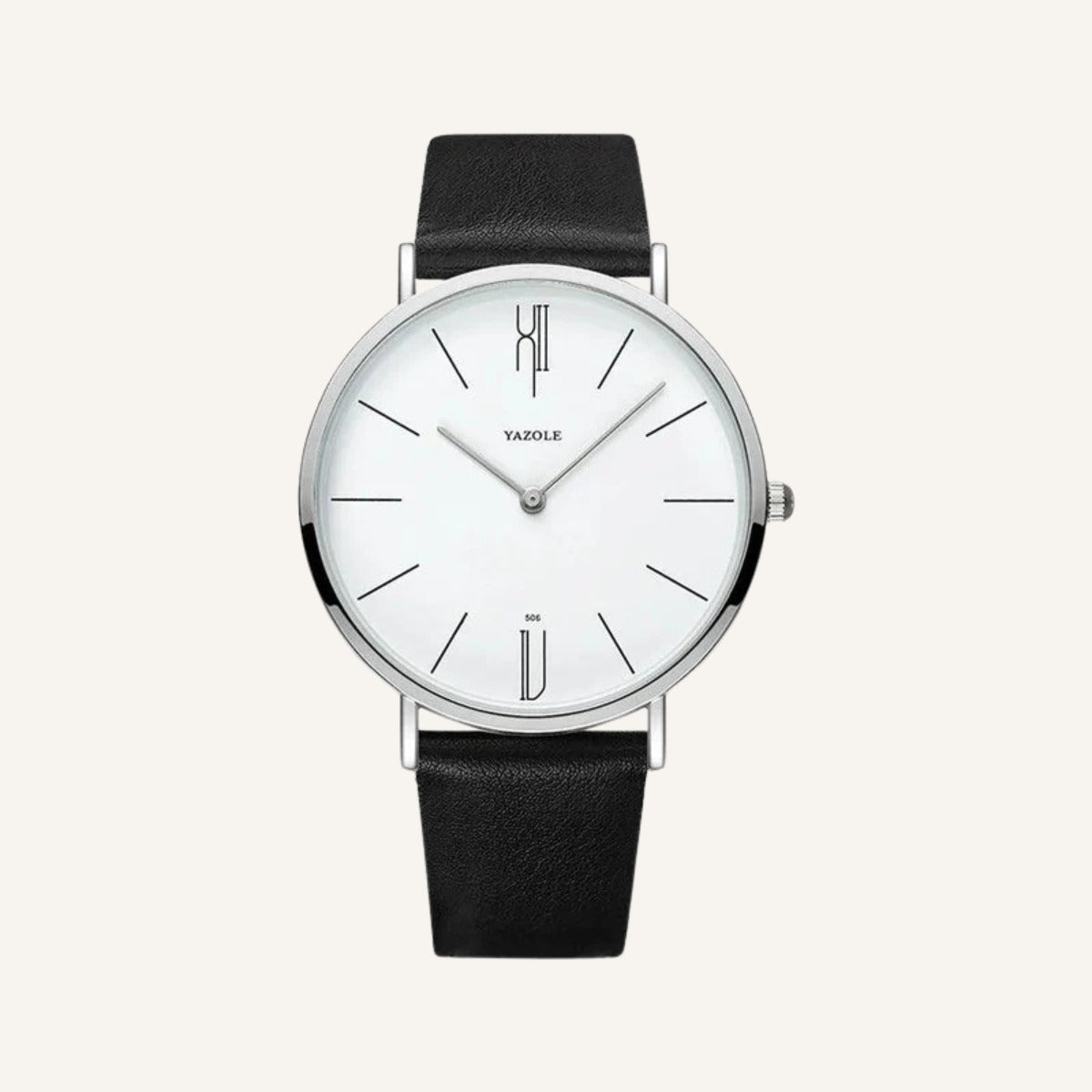 Relogio masculino Old Money Civano com pulseira preta e mostrador branco, visual sofisticado com design classico e elegante