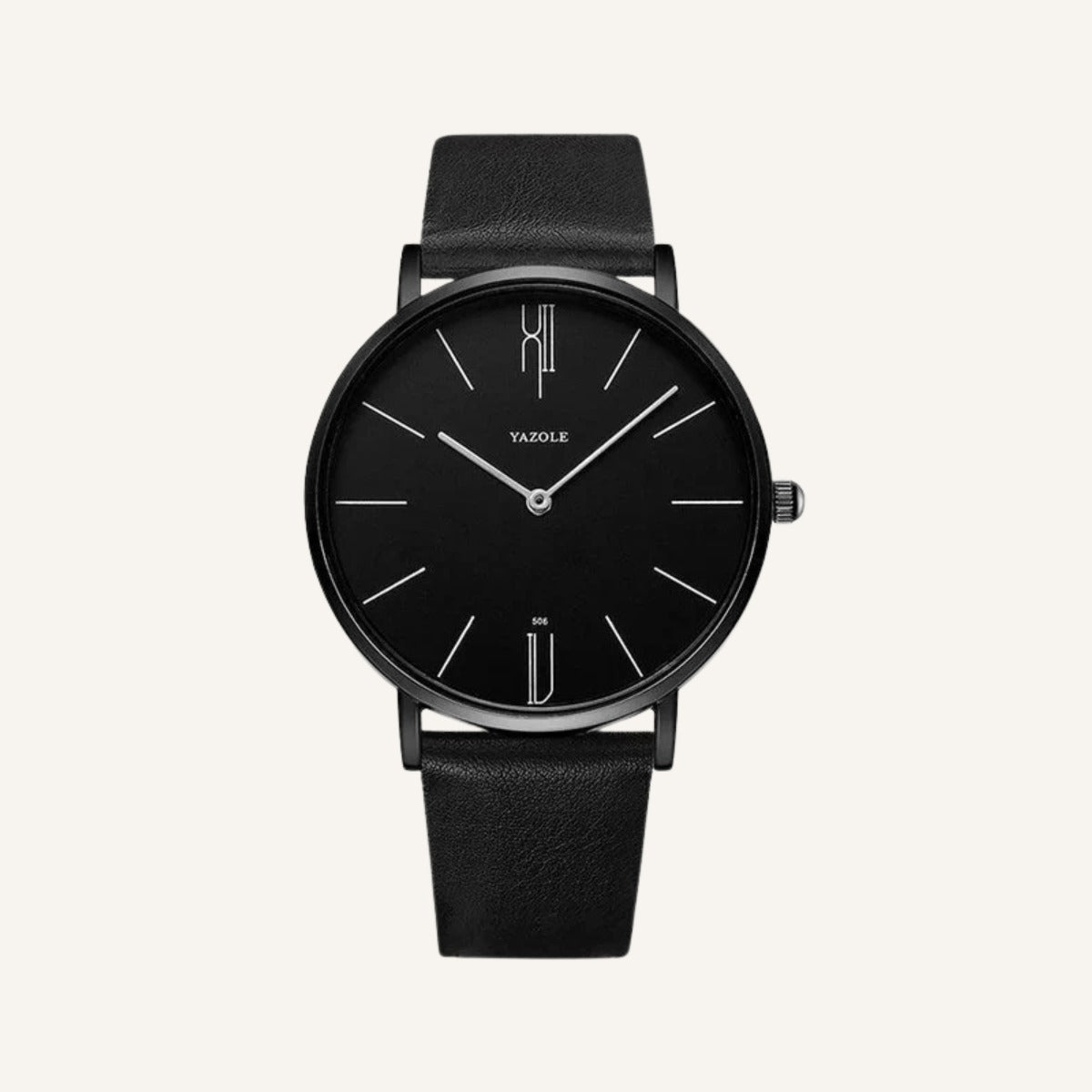Relogio masculino Old Money Civano com pulseira preta e mostrador preto, visual sofisticado com design elegante e moderno