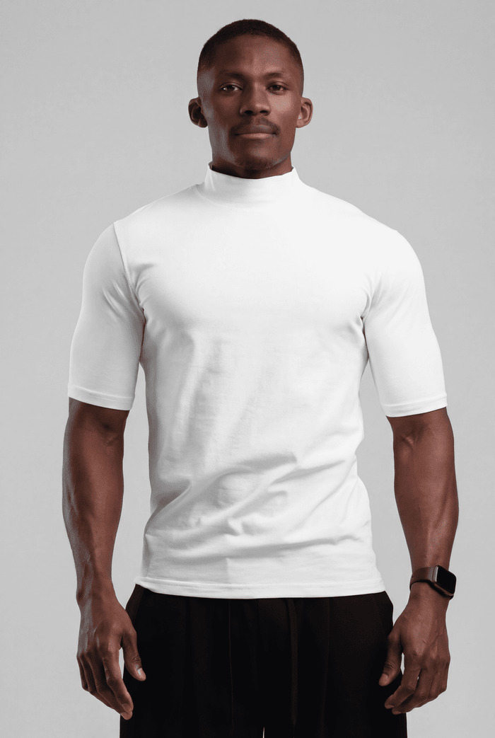 Camiseta gola alta branca San Diego masculina, design moderno com toque macio e visual refinado e versatil