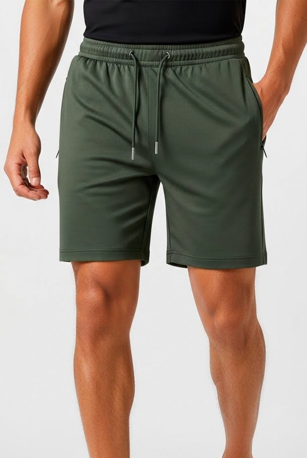 Short fitness verde militar em poliamida dry army, design esportivo resistente com tecnologia de secagem rápida e caimento anatômico para exercícios intensos
